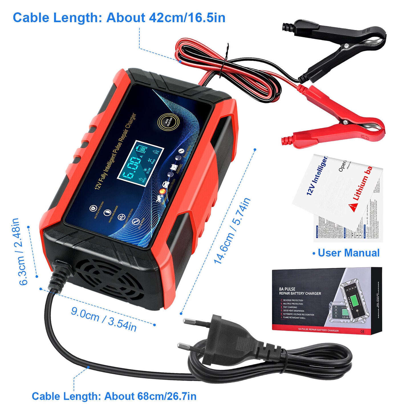 Pulse Repair Trickle Charger 12V 6A za Avtomobile in Motorje