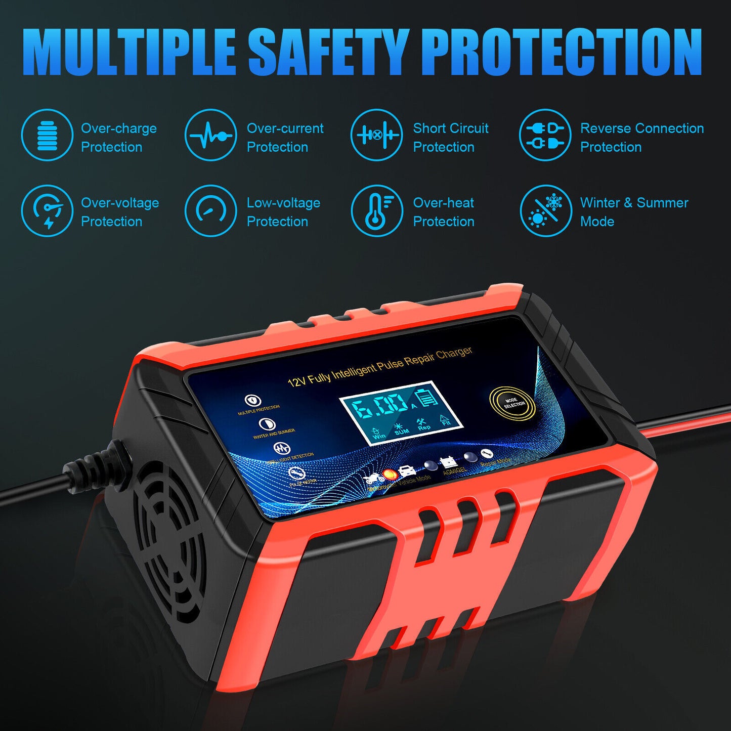 Pulse Repair Trickle Charger 12V 6A za Avtomobile in Motorje