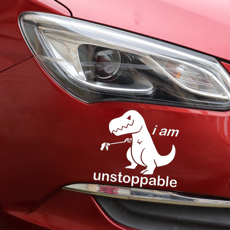 Nalepka za avto – Risani dinozaver “I am unstoppable”