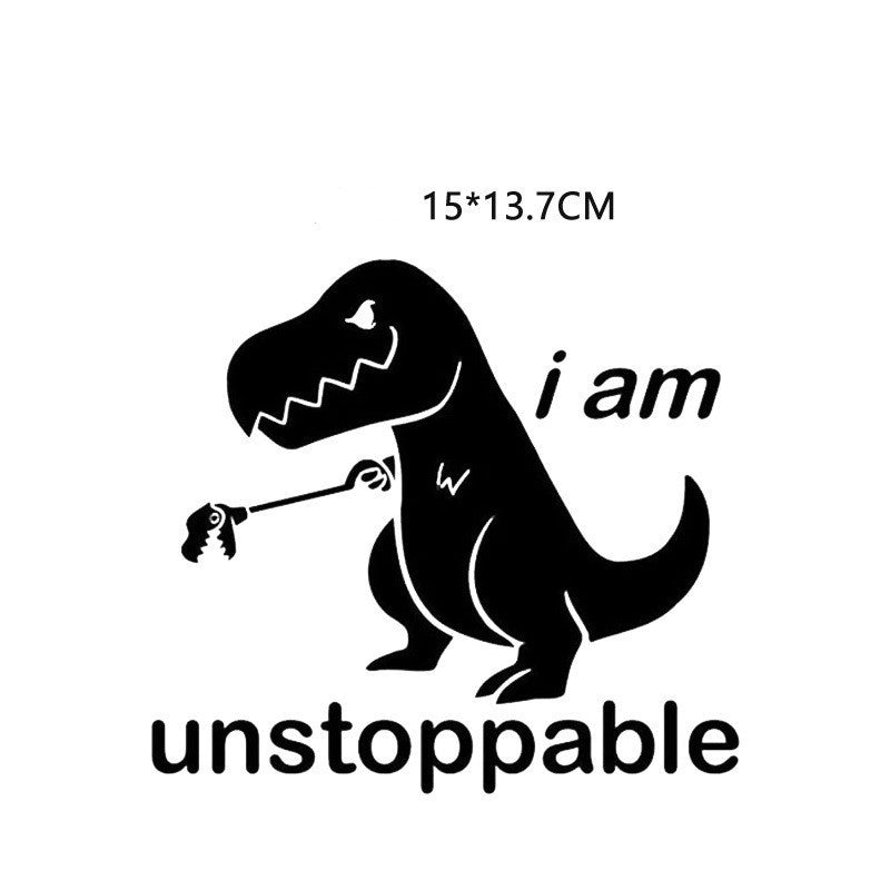 Nalepka za avto – Risani dinozaver “I am unstoppable”