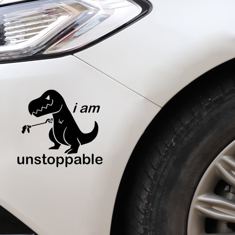 Nalepka za avto – Risani dinozaver “I am unstoppable”